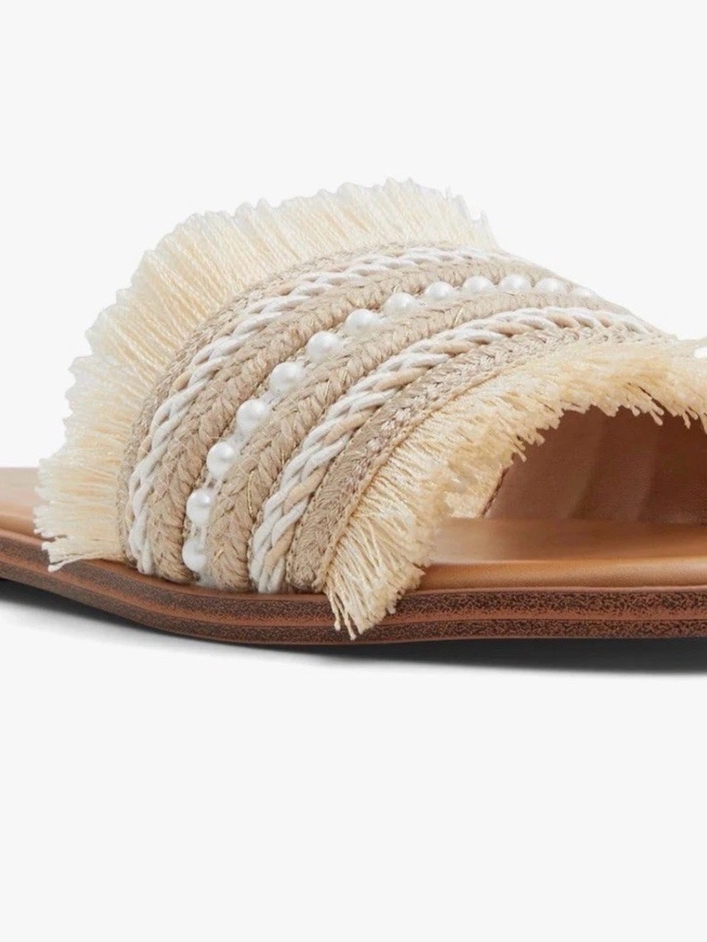 ALDO Women's Fringy Slide Sandal New Tan 6.5 Beautiful Classy Slide new